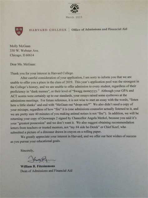 Francis Parker senior's fake Harvard rejection letter goes viral - Chicago - Chicago Sun-Times