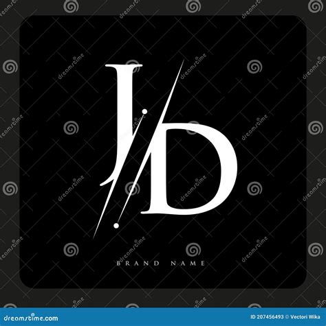 Initial Logo Letter JD for Company Name Black and White Color and Slash ...