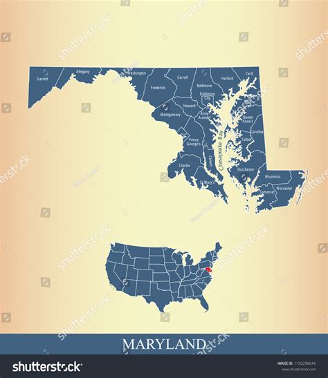 Maryland County Map Vector Outline Counties Stock Vector (Royalty Free ...