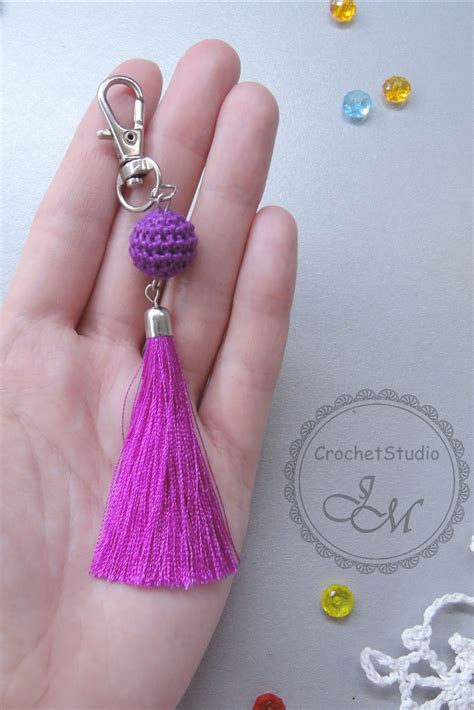 Keychain crocheted with a tassel with beads on a backpack a | Etsy in 2021 | Keychain, Tassel ...