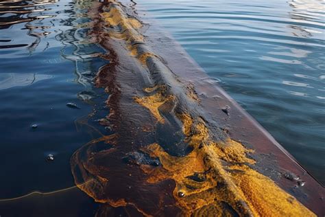 Oil leak from Ship , Oil spill pollution polluted water surface. water pollution as a result of ...