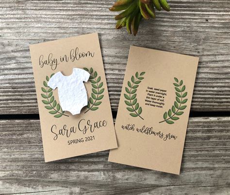 Flower Seed Paper Cards for Baby Shower Favors Eco Friendly - Etsy