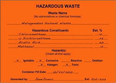 Non Hazardous Waste Label Template - 1stadenium