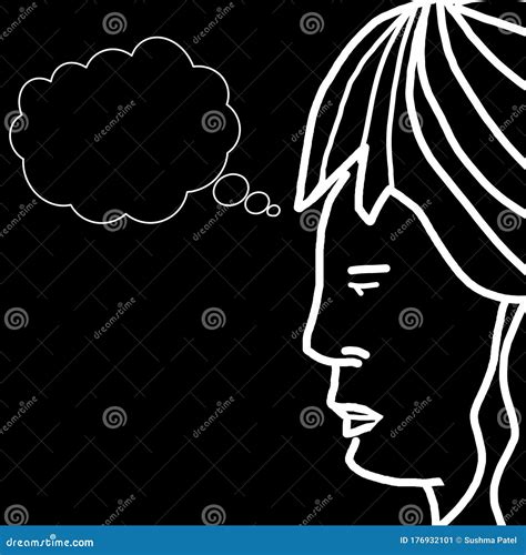 Drawing of Female Face Thinking Stock Illustration - Illustration of background, drawing: 176932101