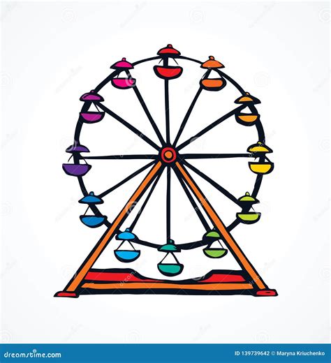 Ferris Wheel. Vector Drawing Stock Vector - Illustration of motion, isolated: 139739642