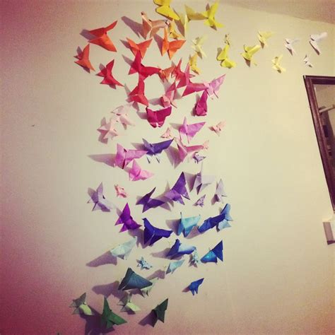 Butterfly wall - it always brightens up my day 💞 #origami #butterflies ...