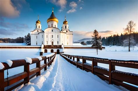 Premium Photo | Church in the snowy landscape