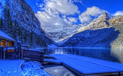 Fonds d'écran Hiver, Parc national Banff, Alberta, Canada, lac, neige, maison 2560x1600 HD image