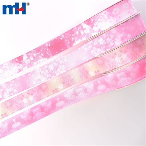 25mm Floral Printed Grosgrain Ribbon -Pink