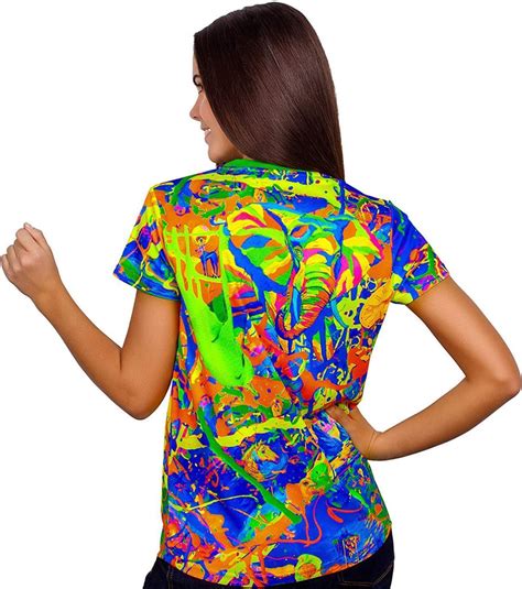 Neon Women T-Shirt in UV Fluorescent Elegant Elephant