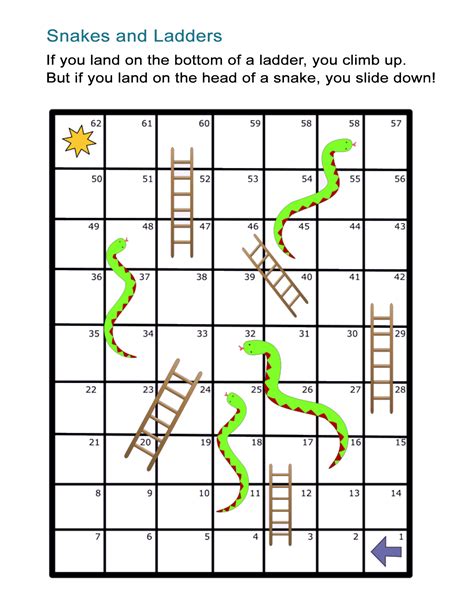 snake and ladder game board to print