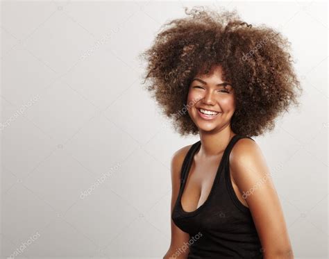 Happy black woman — Stock Photo © kazzakova #58938365