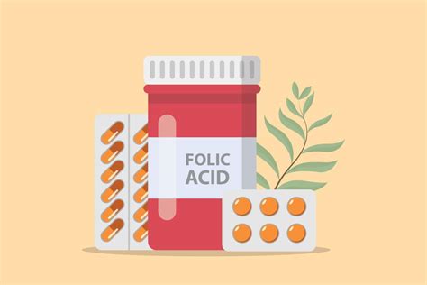 folic acid supplement vitamin for pregnant woman in the bottle and capsule with modern flat ...