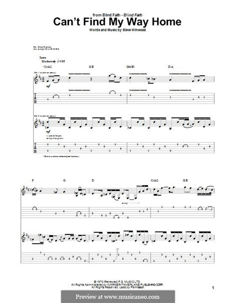 Can't Find My Way Home by S. Winwood - sheet music on MusicaNeo