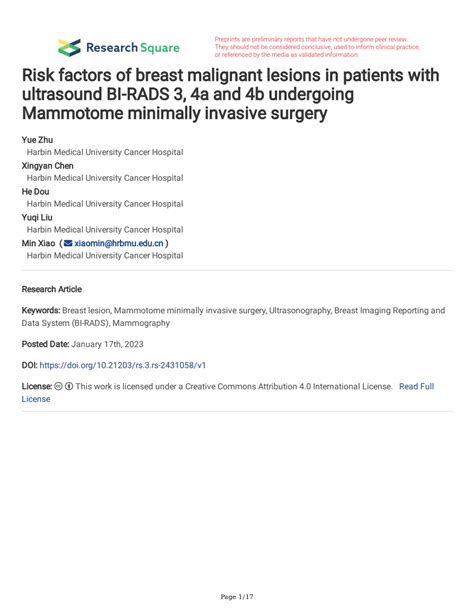 (PDF) Risk factors of breast malignant lesions in patients with ...