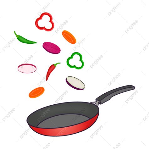 Frying Pan Clipart PNG Images, Frying Pan With Floating Vegetables ...