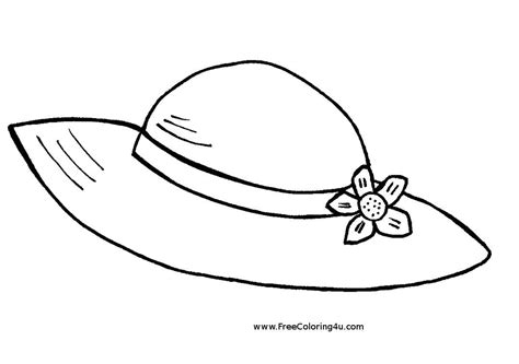 Summer hat free printable coloring book page. Summer hat picture Print as landscape. | Coloring ...