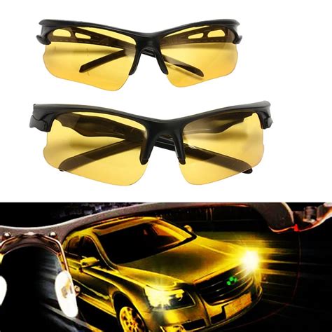 Night Sight Driving HD Glasses Anti Glare Yellow Sunglasses Eyewear metal night vision ...