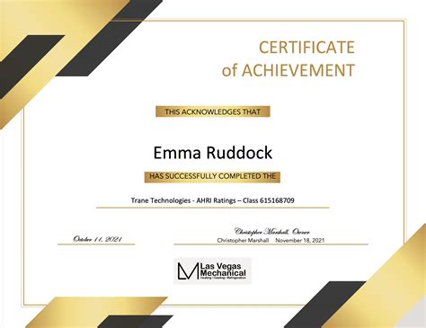 What Is An Ahri Certificate Staff Certificate of Completion: AHRI Ratings Emma Ruddock