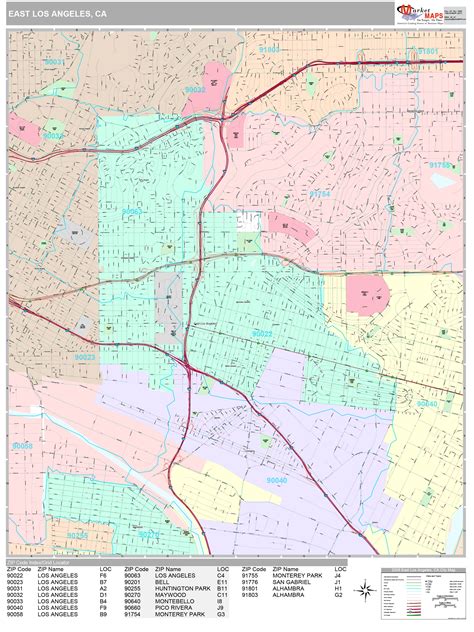 East Los Angeles California Wall Map (Premium Style) by MarketMAPS