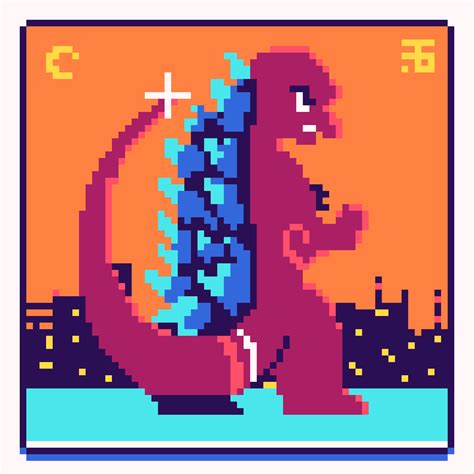 Godzilla Pixel Art Grid