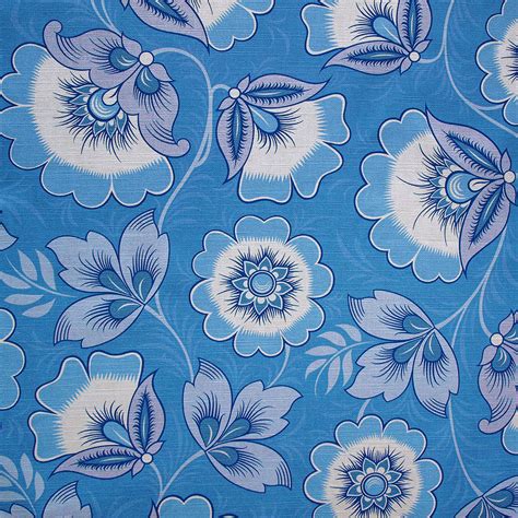 Blue Print Fabric | Floral Print Fabric | Cotton Linen Blend