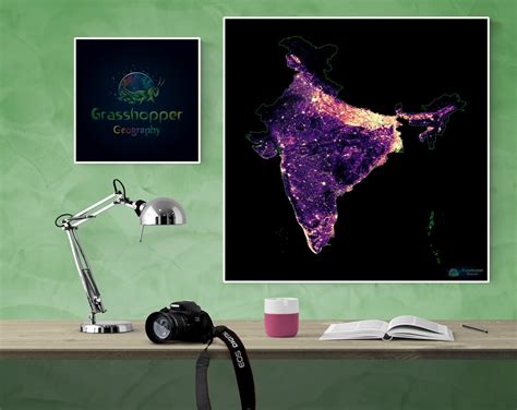 Population Density Heatmap of India high Resolution Digital Print Map ...