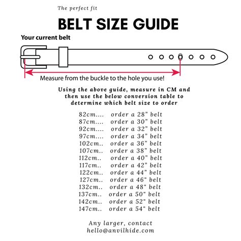 More choice, more savingsLeather Belt Size Guides and Colour Chart – Anvil Hide, belt size chart ...