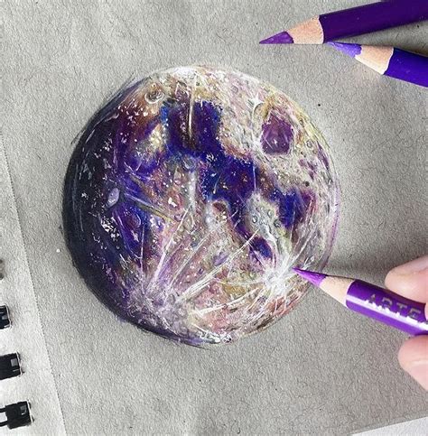 Moon Drawing with Prismacolor Art