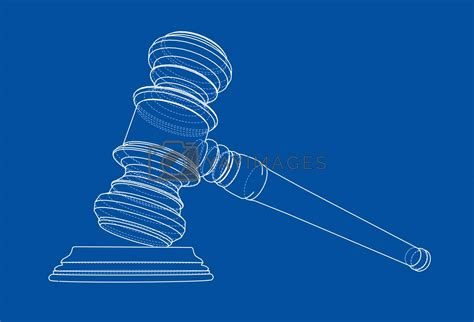 Royalty Free Vector | 3D outline gavel. Vector rendering of 3d by cherezoff