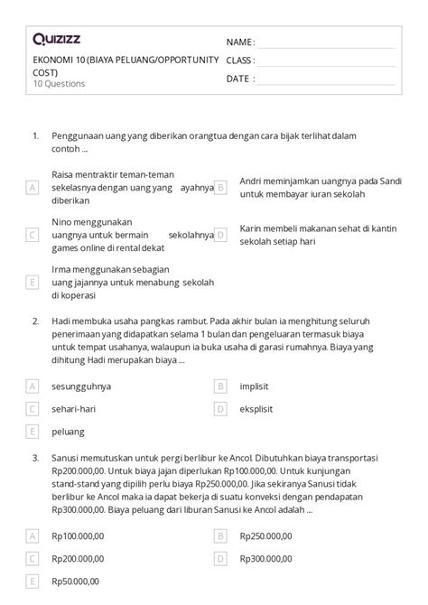 50+ opportunity cost worksheets on Quizizz | Free & Printable