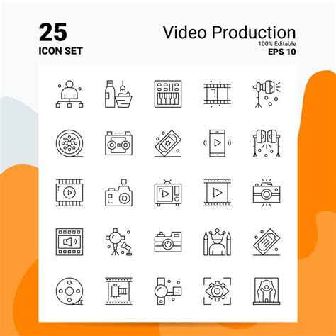 25 Video Production Icon Set 100 Editable EPS 10 Files Business Logo ...