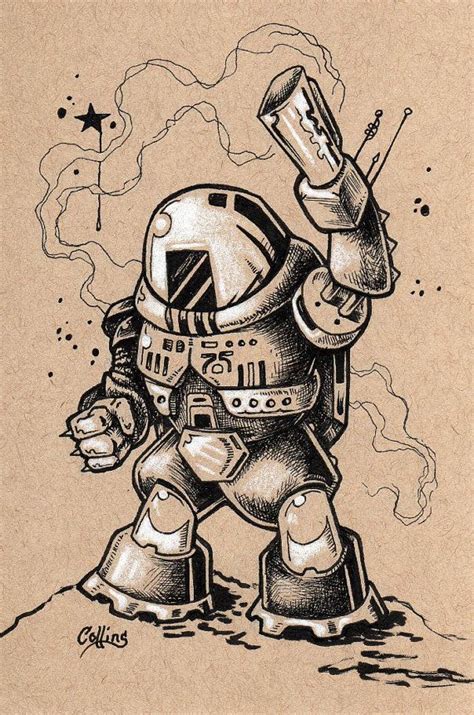 Sci FI #Robot original ink drawing by Bryan Collins | Original ink ...