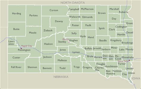 South Dakota County Map With Towns