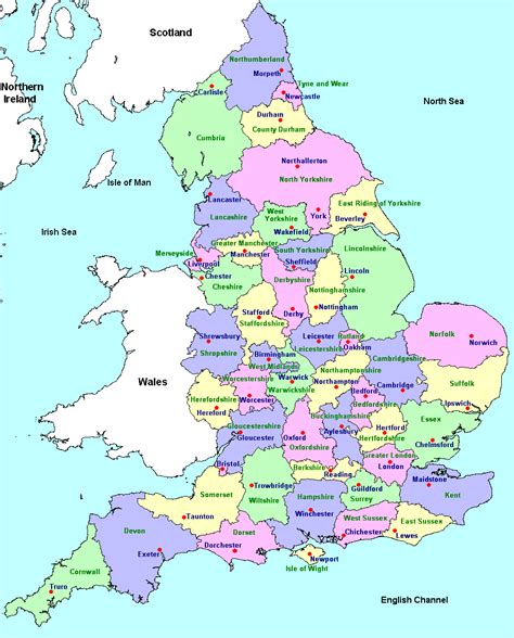 Online Maps: Map of England with Counties