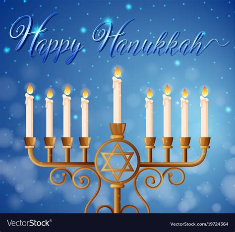 Happy hanukkah card template with candlelights Vector Image