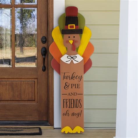 Glitzhome 40"H Thanksgiving Wooden Turkey Hanging Porch Decor - Bed Bath & Beyond - 31475849 ...