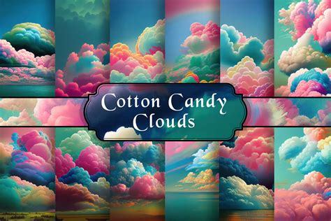 Cotton Candy Clouds Digital Papers Graphic by curvedesign · Creative Fabrica