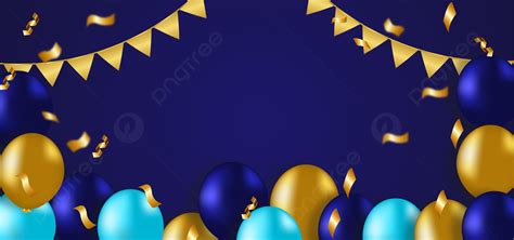 Blue Background With Balloons And Gold Confetti Birthday Party, Birthday, Balloon, Confetti ...