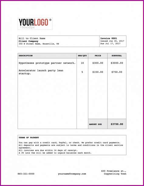 Invoice Template For Openoffice Free