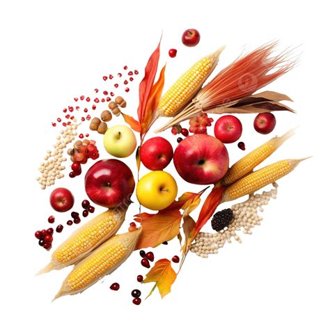 Harvest With Apples, Rye, Corn, Red Berries PNG Transparent Image and ...