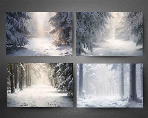 12 Snowy Forest Digital Backdrops, Wedding, Engagement, Family, Kid ...