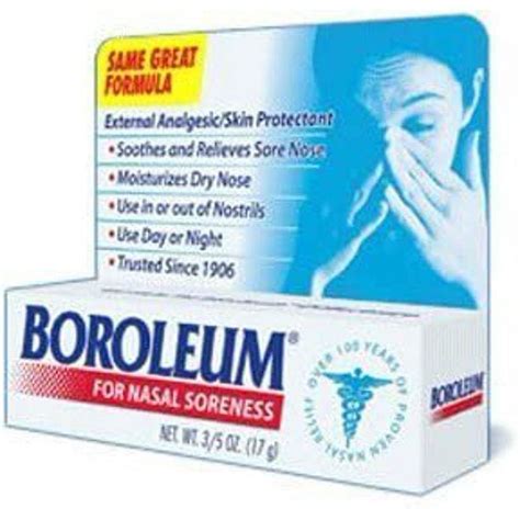 Boroleum Analgesic Ointment 0.60 oz - Sore Nose Cream with Camphor, Soothes and Relieves Nasal ...