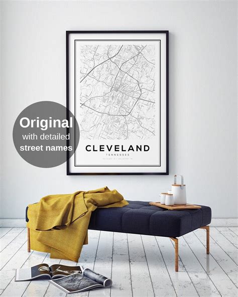 Cleveland Map Print Cleveland Tennessee Tennessee Maps - Etsy