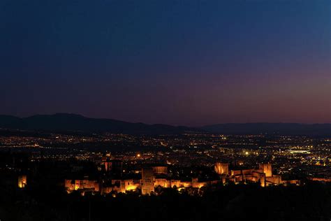 Night View At Alhambra Palace And Fortness Complex. Arabic Fortress Of Photograph by Cavan ...