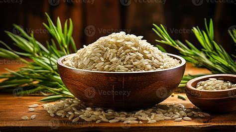 picture of seeds rice in wooden bowl generative AI 29640208 Stock Photo ...