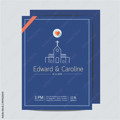 wedding invitation card template, Marriage at church. Stock Vector | Adobe Stock