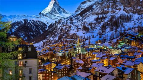 Free download | HD wallpaper: town, pennine alps, mount scenery, sky, matterhorn, city, tourist ...