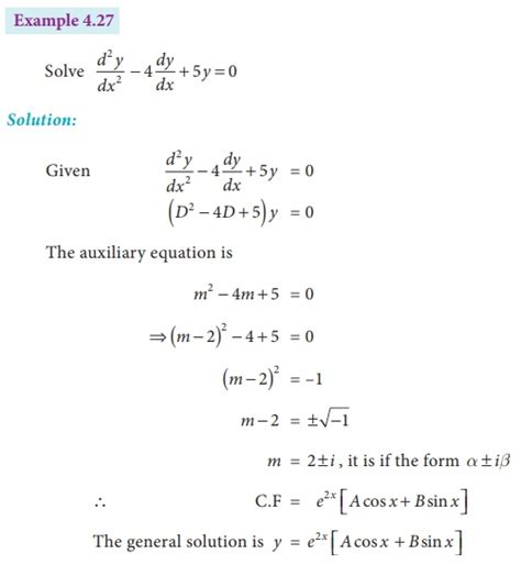 Second Order first degree differential equations with constant coefficients: Solved Example ...