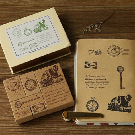 Journal Stamp Set Vintage Rubber Stamps Set Wooden Stamps | Etsy